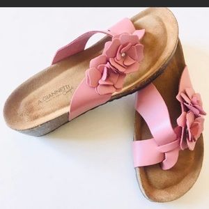 A. Giannetti Pink Slip On Flower Sandals Made in Italy Size 7